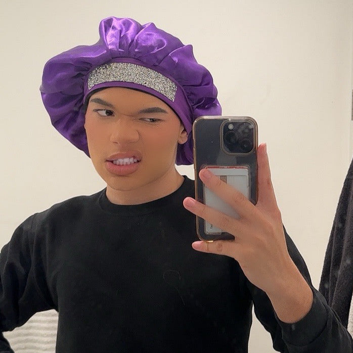 The Iconic Island Purple Satin Bonnet - LOW STOCK