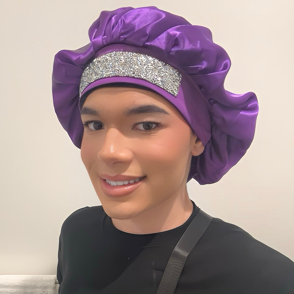 The Iconic Island Purple Satin Bonnet - LOW STOCK